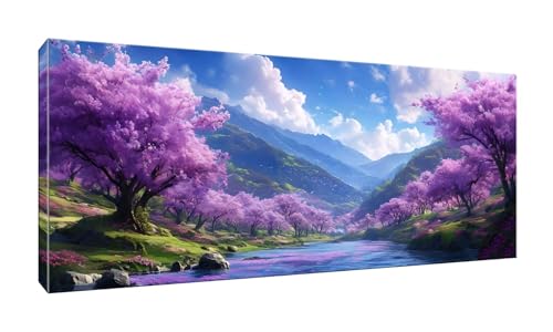 5D DIY Diamond Painting Kits Vollbohrer Groß 50x125cm, Landschaft Diamant Painting Kunst Bild Kit, Leinwand Kreuzstich Stickerei Nach Zahlen Painting Zubehör für Erwachsene/Wand/Wohnkultur G-204 von Jalican