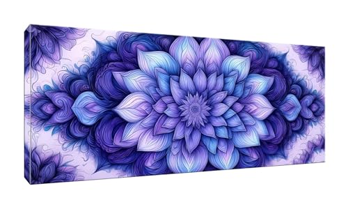 5D DIY Diamond Painting Kits Vollbohrer Groß 50x125cm, Lila Mandala Diamant Painting Kunst Bild Kit, Leinwand Kreuzstich Stickerei Nach Zahlen Painting Zubehör für Erwachsene/Wand/Wohnkultur G-991 von Jalican