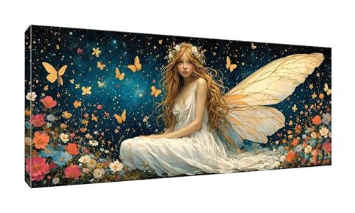 5D DIY Diamond Painting Kits Vollbohrer Groß 50x125cm, Schmetterlingsfee Diamant Painting Kunst Bild Kit, Leinwand Kreuzstich Stickerei Nach Zahlen Painting Zubehör für Erwachsene/Wand/Wohnkultur G330 von Jalican