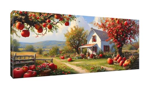 5D DIY Diamond Painting Kits Vollbohrer Groß 80x200cm, Herbst Bauernhof Diamant Painting Kunst Bild Kit, Leinwand Kreuzstich Stickerei Nach Zahlen Painting Zubehör für Erwachsene/Wand/Wohnkultur G-667 von Jalican