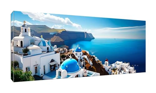 5D DIY Diamond Painting Kits Vollbohrer Groß 80x200cm, Insel Santorini Diamant Painting Kunst Bild Kit, Leinwand Kreuzstich Stickerei Nach Zahlen Painting Zubehör für Erwachsene/Wand/Wohnkultur G-754 von Jalican