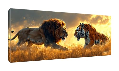 5D DIY Diamond Painting Kits Vollbohrer Groß 80x200cm, Lion Tiger Diamant Painting Kunst Bild Kit, Leinwand Kreuzstich Stickerei Nach Zahlen Painting Zubehör für Erwachsene/Wand/Wohnkultur G-759 von Jalican