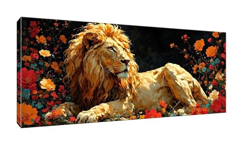 5D DIY Diamond Painting Kits Vollbohrer Groß 80x200cm, Löwe Blume Diamant Painting Kunst Bild Kit, Leinwand Kreuzstich Stickerei Nach Zahlen Painting Zubehör für Erwachsene/Wand/Wohnkultur G-758 von Jalican