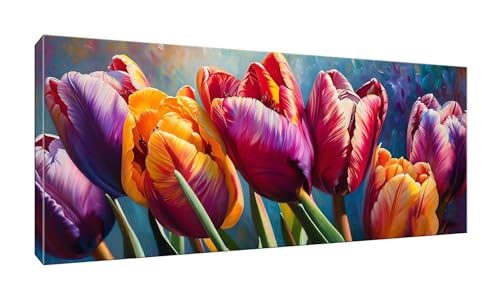 5D DIY Diamond Painting Kits Vollbohrer Groß 80x200cm, Tulpe Blume Diamant Painting Kunst Bild Kit, Leinwand Kreuzstich Stickerei Nach Zahlen Painting Zubehör für Erwachsene/Wand/Wohnkultur G-956 von Jalican