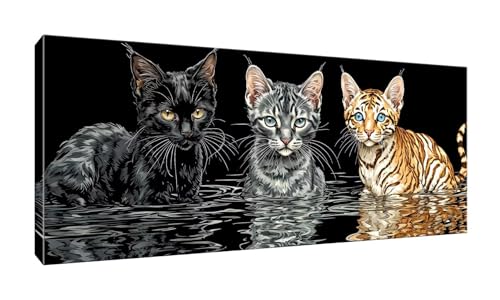 5D Diamond Painting Groß XXL Diamant Painting Bilder Drei Katzen Diamond Art Erwachsene Full Drill DIY Diamant Kunst Malerei Stickerei Set Kreuzstich Bilder Home Wand Dekor Geschenk 90x225cm G-675 von Jalican