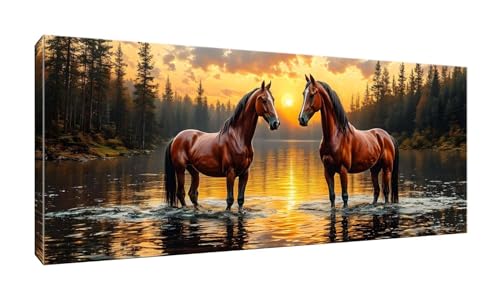 5D Diamond Painting Groß XXL Diamant Painting Bilder Lake Horse Diamond Art Erwachsene Full Drill DIY Diamant Kunst Malerei Stickerei Set Kreuzstich Bilder Home Wand Dekor Geschenk 30x75cm G-314 von Jalican