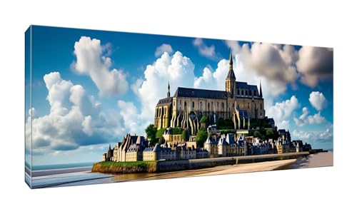 5D Diamond Painting Groß XXL Diamant Painting Bilder Mont Saint Michel Diamond Art Erwachsene Full Drill DIY Diamant Kunst Malerei Stickerei Set Kreuzstich Bilder Home Wand Dekor 60x150cm G-753 von Jalican