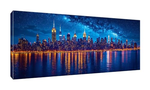 5D Diamond Painting Groß XXL Diamant Painting Bilder New York paysage Diamond Art Erwachsene Full Drill DIY Diamant Kunst Malerei Stickerei Set Kreuzstich Bilder Home Wand Dekor Geschenk 90x225cm G618 von Jalican