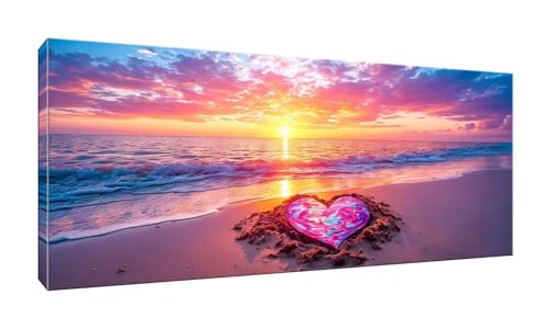 5D Diamond Painting Groß XXL Diamant Painting Bilder Strand Liebe Diamond Art Erwachsene Full Drill DIY Diamant Kunst Malerei Stickerei Set Kreuzstich Bilder Home Wand Dekor Geschenk 60x150cm G-707 von Jalican