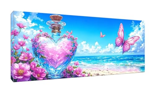 5D Diamond Painting Groß XXL Diamant Painting Bilder Strand Schmetterling Diamond Art Erwachsene Full Drill DIY Diamant Kunst Malerei Stickerei Set Kreuzstich Bilder Home Wand Dekor 60x150cm G-710 von Jalican