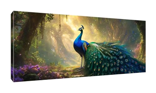 5D Diamond Painting Groß XXL Diamant Painting Bilder Wald Pfau Diamond Art Erwachsene Full Drill DIY Diamant Kunst Malerei Stickerei Set Kreuzstich Bilder Home Wand Dekor Geschenk 90x225cm G-697 von Jalican