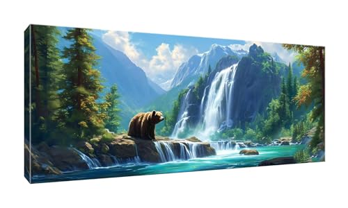 5D Diamond Painting Groß XXL Diamant Painting Bilder Wasserfall Landschaft Diamond Art Erwachsene Full Drill DIY Diamant Kunst Malerei Stickerei Set Kreuzstich Bilder Home Wand Dekor 30x75cm G-652 von Jalican