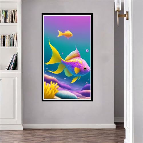 Bunte Goldfische Diamond Painting Erwachsene 40x70cm, DIY 5D Diamant Painting Bilder kinder Malen Nach Zahlen Set, Diamond Art Full Diamant Malerei Kunst Basteln für Home Wand Dekor J-123 von Jalican