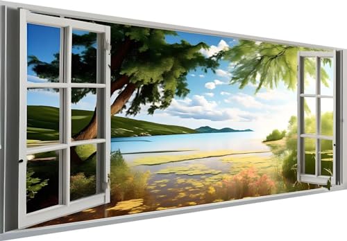 Diamond Painting, 5D Diamant Painting Erwachsene Kinder Bilder Malerei Set Full Drill Groß Fenster Landschaft Diamond Art Mosaikherstellung für Erwachsene, Kinder, Wohnzimmer Home Dekor 140x70cm S-200 von Jalican