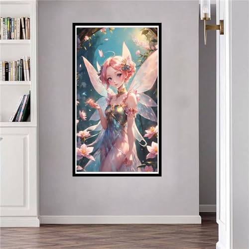 Diamond Painting Elfenmädchen Diamond Art Painting Full Zubehör, Diamant Painting Bilder Erwachsene Stickerei Kreuzstich Kinder Diamant Malerei Art Craft Wanddekoration Gifts 50x90cm H-163 von Jalican