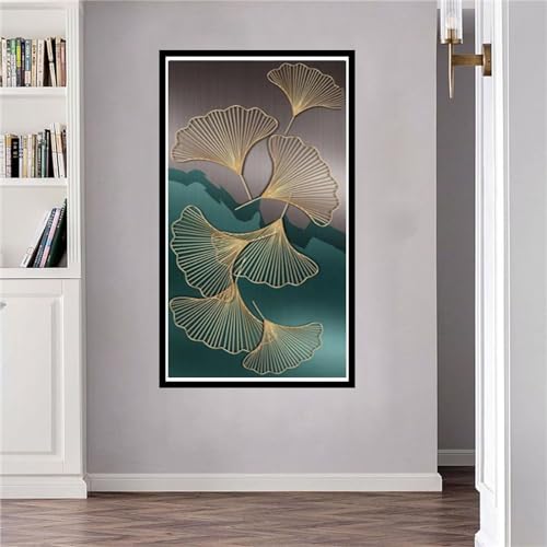 Diamond Painting Enwachsene Groß XXL 30x55cm Full Diamant Painting Bilder Ginkgo Blatt Diamond Art DlY 5D Diamant Malerei Kinder Kreuzstich Stickerei Kunst Set Home Wand Dekor Gift G-244 von Jalican