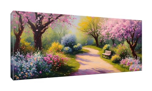 Jalican 5D DIY Diamond Painting Kits Vollbohrer Groß 20x50cm, Garten Diamant Painting Kunst Bild Kit, Leinwand Kreuzstich Stickerei Nach Zahlen Painting Zubehör für Erwachsene/Wand/Wohnkultur G-381 von Jalican