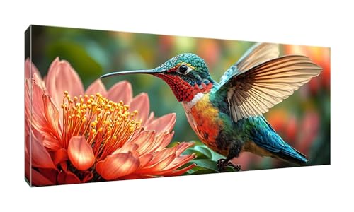 Jalican 5D DIY Diamond Painting Kits Vollbohrer Groß 20x50cm, Kolibri Diamant Painting Kunst Bild Kit, Leinwand Kreuzstich Stickerei Nach Zahlen Painting Zubehör für Erwachsene/Wand/Wohnkultur G-208 von Jalican