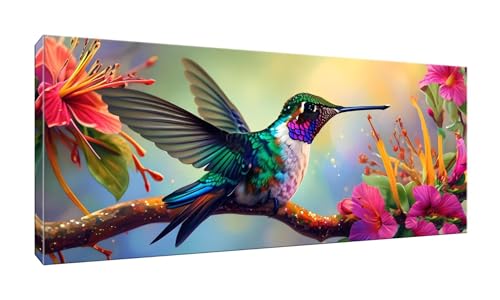 Jalican 5D DIY Diamond Painting Kits Vollbohrer Groß 20x50cm, Kolibri Diamant Painting Kunst Bild Kit, Leinwand Kreuzstich Stickerei Nach Zahlen Painting Zubehör für Erwachsene/Wand/Wohnkultur G-205 von Jalican