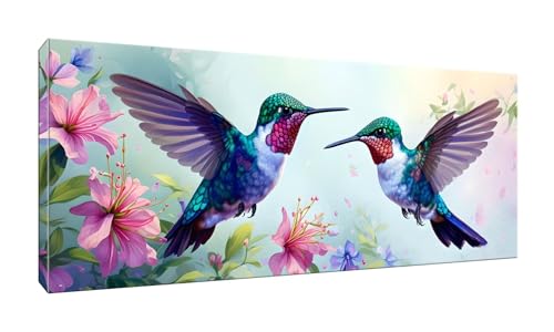 Jalican 5D DIY Diamond Painting Kits Vollbohrer Groß 20x50cm, Kolibri Diamant Painting Kunst Bild Kit, Leinwand Kreuzstich Stickerei Nach Zahlen Painting Zubehör für Erwachsene/Wand/Wohnkultur G-207 von Jalican