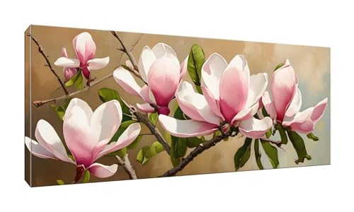 Jalican 5D DIY Diamond Painting Kits Vollbohrer Groß 20x50cm, Magnolia Diamant Painting Kunst Bild Kit, Leinwand Kreuzstich Stickerei Nach Zahlen Painting Zubehör für Erwachsene/Wand/Wohnkultur G-955 von Jalican