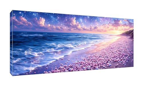 Jalican 5D DIY Diamond Painting Kits Vollbohrer Groß 20x50cm, Strand Diamant Painting Kunst Bild Kit, Leinwand Kreuzstich Stickerei Nach Zahlen Painting Zubehör für Erwachsene/Wand/Wohnkultur G-273 von Jalican