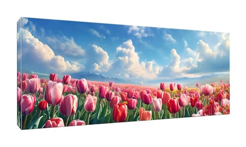 Jalican 5D DIY Diamond Painting Kits Vollbohrer Groß 20x50cm, Tulpen Diamant Painting Kunst Bild Kit, Leinwand Kreuzstich Stickerei Nach Zahlen Painting Zubehör für Erwachsene/Wand/Wohnkultur G-957 von Jalican