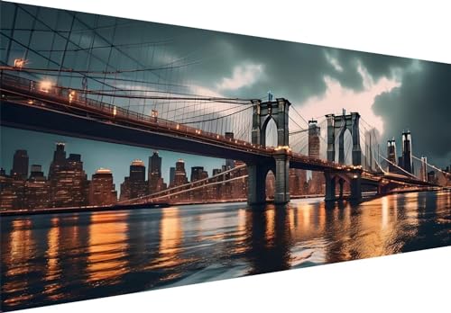 Jalican 5D Diamant Painting Bilder Brooklyn Brücke, DIY Diamond Painting Full Groß, Diamond Painting Set für Kinder und Erwachsene, Quadrat Diamant Malerei Kits für Home Wanddeko 100x50cm A-164 von Jalican