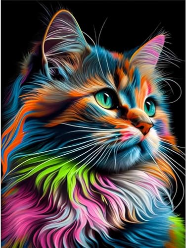 Jalican 5D Diamond Painting Tiere, Diamant Painting Bilder Erwachsene Basteln Full Diamant Farbenfrohe Katzen Kinder DIY Stickerei Kreuzstich Set Diamond Painting zubehör, für Home Dekor 30x40cm R-72 von Jalican