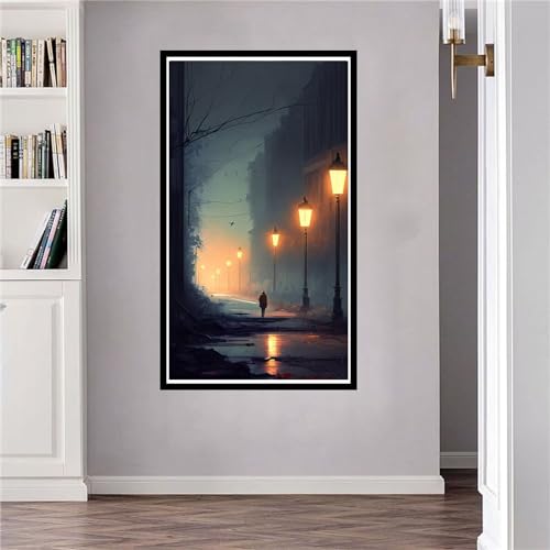 Nacht Straßenlaternen Diamond Painting Erwachsene 20x40cm, DIY 5D Diamant Painting Bilder kinder Malen Nach Zahlen Set, Diamond Art Full Diamant Malerei Kunst Basteln für Home Wand Dekor J-329 von Jalican