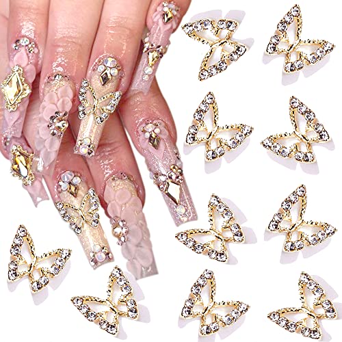 10 Stück Legierung Schmetterling Nagel Charms,3D Metall Schmetterlings Nagel Schmuck Nail Charms Strasssteine Nägel Anhänger Glitzersteine Nail Art Zubehör Nagel Dekoration Nailart Schmuckherstellung von Jaliya