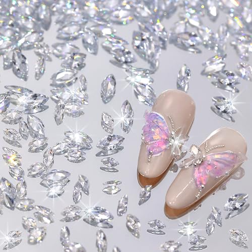 100pcs Glänzende Zirkon Nagel Edelsteine Strasssteine Nägel 3D Kristalle Glitzersteine Nagel Charms Nail Gems Shiny Rhinestones Nail Charms Nägel Zubehör Nageldesign Glitzer Steine Nail Art Charms von Jaliya