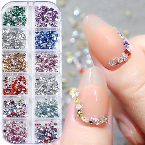 2000pcs Bunte Strasssteine Nägel Glitzersteine Nail Charms Nailart Edelsteine Nagel Steine Glitzer Steine Nagel Charms Nägel Zubehör Kristalle Diamant Nageldesign Strass Nail Art Rhinestones Nail Gems von Jaliya