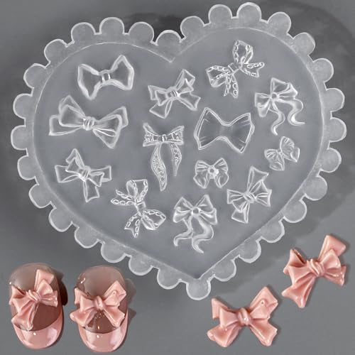 3D Gel Nail Art Mold Bow Nail Charms Silicone Molds Schleife Silikonformen Gießformen Silikon Nagelformen Nageldesign Silikonform Schleifen Charms Nägel Zubehör Bogen Epoxidharz Formen Nail Tools von Jaliya