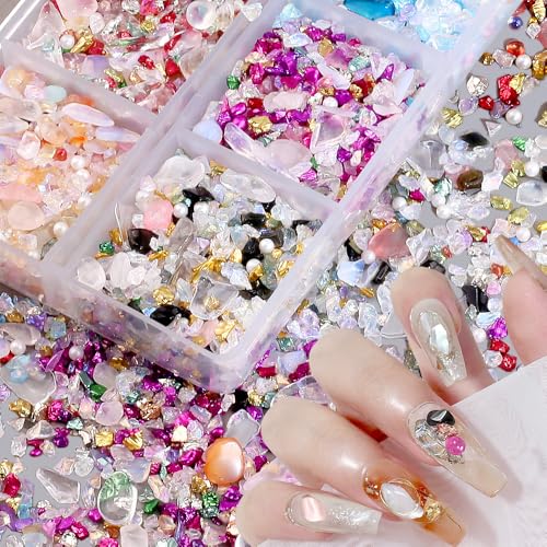 3D Unregelmäßige Strasssteine Nägel Edelsteine Glitzer Steine Nagel Charms Kristalle Glitzersteine Nail Charms Kristall Strass Nagel Steine Nail Art Charms Nageldesign Zubehör Rhinestones Nail Gems von Jaliya