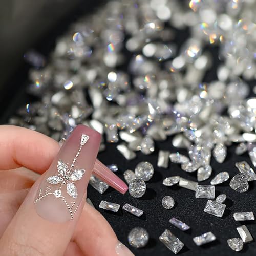 50 Stück Glänzende Zirkon Glitzersteine Kristalle Strasssteine Nägel Edelsteine Mini Nail Art Rhinestones Nail Charms Nagel Steine Nailart Edelstein Nagelsteine Nagel Charm Steinchen für Nägel Zubehör von Jaliya