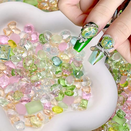 50pcs Glitzersteine Strasssteine Nägel Transluzente Kristalle Nail Art Edelsteine Glitzer Steine Nageldesign Zubehör Nail Rhinestones Glas Kristall Diamant Nagelsteine Nail Charms Edelstein Nail Gems von Jaliya