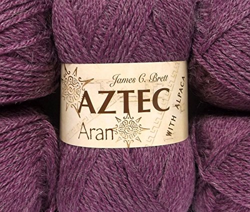 James C Brett Aztec Aran mit Alpaka-Strickwolle, 100 g Knäuel, AL6 Pflaume von James C. Brett