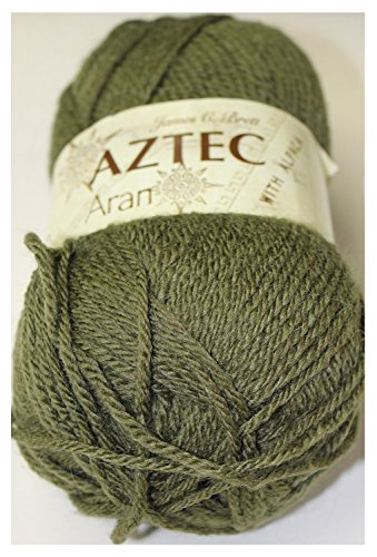 James C Brett Aztec Aran mit Alpaka Strickwolle, 100 g Knäuel (AL9 Olivgrün) von James C. Brett