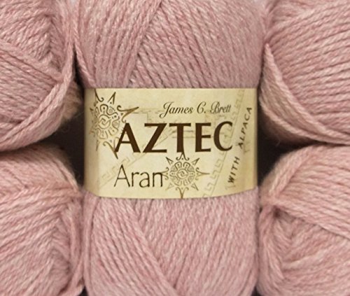 James C. Brett Aztec Aran mit Alpaka Strickwolle, 100 g Knäuel, AL4 Altrosa von James C. Brett