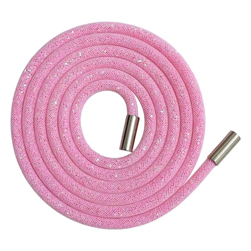 Jamron EIN Stück 6MM Glitzer Strass Seil Eingewickelt in Netz Ersatz Kordelzug für Hoodie Jogginghose SN0707247 Rosa von Jamron