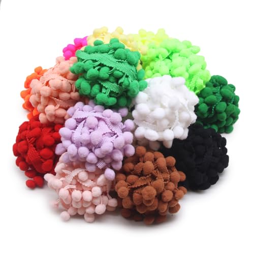 Jamsinmu Ball Fransen 2.5 cm breit Pompom Trim Band Nähen Quaste DIY Newing Ababehalte Lace zum Heimparty Dekoration 40 Yard Style 1 von Jamsinmu