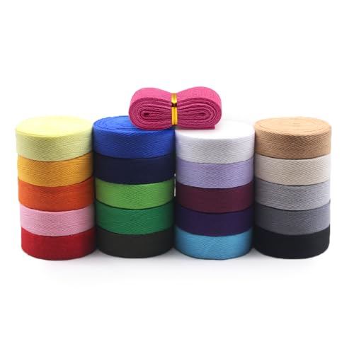 Jamsinmu Baumwolle Gurtband Fischgration Baumwoll Twill Ribbon 21 Mixed Farbe 42 Yard Gemischt zum Nähen Bindungsgeschenk Verpackung Stricken von DIY Basteln 20mm von Jamsinmu