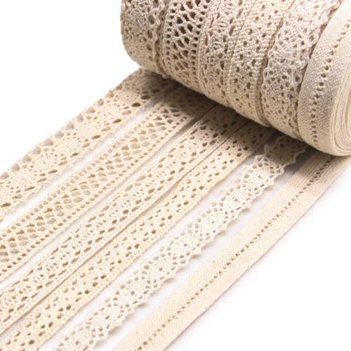 Jamsinmu Spitzenband 27 Meter Spitzenband im Vintage-Stil für Brauthochzeits Dekoration Weihnachtspaket Scrapbooking Geschenkbox Beige 02 von Jamsinmu