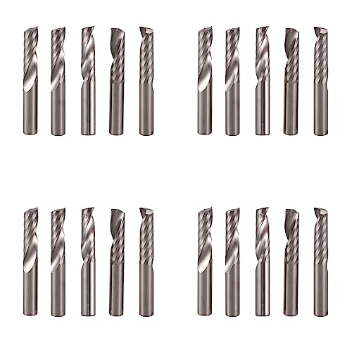 Janasiba 20 Stücke 6 mm 1/4 Hartmetall Cnc Fräser Eine Einzelne Flöte Schaft Fräser Werkzeuge 22 mm von Janasiba