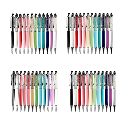 Janasiba 48 Teile Bling Bling 2 in 1 Schlank Kristall Diamant Stylus Kugelschreiber (12 Farben) von Janasiba