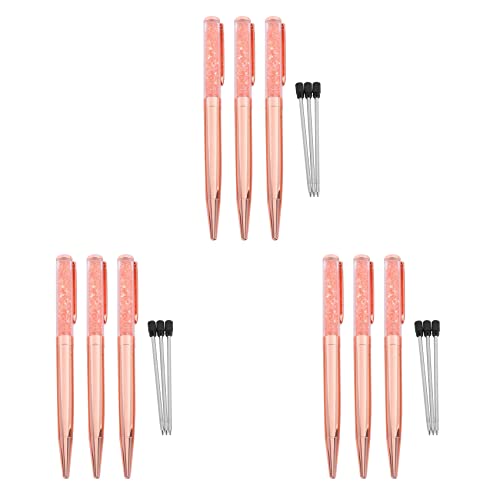 Janasiba Rose Gold Stift Bling Kristall Kugelschreiber Schwarzer Tintenstift mit 9 Zusaetzlichen Minen (Rose Gold 9 Pack) von Janasiba