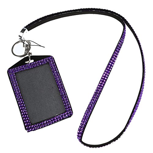 Janasiba Strass Kristall Benutzerdefinierter Lanyard Vertikaler ID Halter (lila) von Janasiba