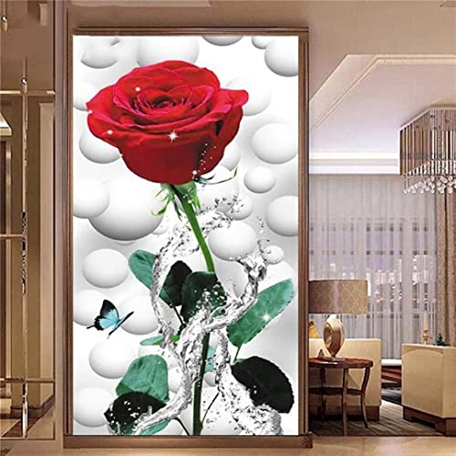 Diamant Painting Bilder Rote Rosen Blume Diamond Painting Set Full Groß,5D Diamond Painting Bilder,Diamond Painting Kinder,DIY Malen Nach Zahlen Diamant Malerei,Daiments Painting,Wall Decor (40x80cm) von Janktie