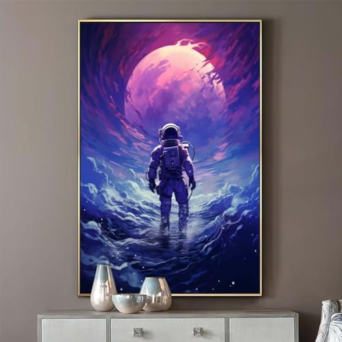 Diamond Painting Astronaut Diamant Painting Bilder Kinder Diamond Art DIY Set Erwachsene Full Diamond Painting Zubehör, 5D Diamant Malerei Kunst Strass Mosaic Stickerei Home Wand Decor 60x70 cm R107 von Janktie